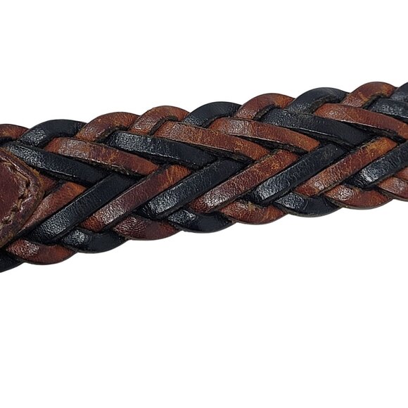 Vtg Handmade Western Braided Leather Belt Sz L Dark Brown Black 38" Turkey - Picture 6 of 14